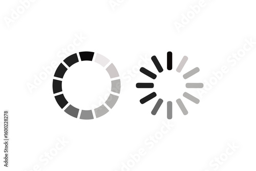 Circular Progress Indicators Showing Completion in Shades of Gray Ranging from Black to Light Gray