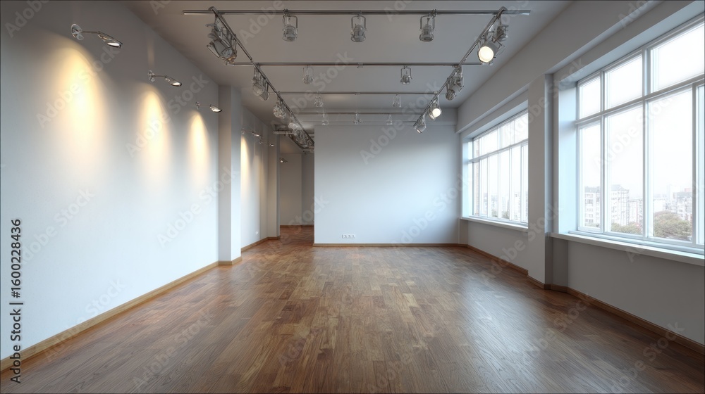 Obraz premium Empty modern room with hardwood floor
