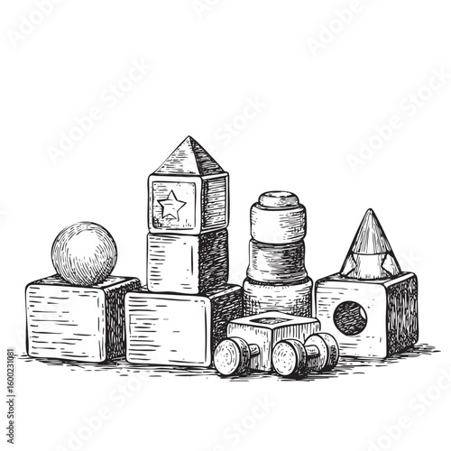 Various geometric toys for children’s playtime and learning activities