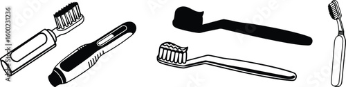 black toothbrush vector, simple toothbrush silhouette design, toothbrush clip art illustration.