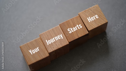 Wallpaper Mural Wooden blocks spelling your journey starts here message Torontodigital.ca