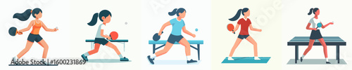 vector of a female table tennis player