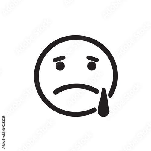 Simple sad face expressing sorrow and disappointment