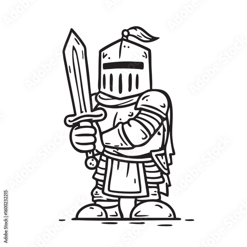 Cartoon knight holding a sword, suitable for childrens design