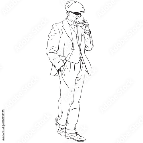 Elegant man in vintage attire enjoying a moment of solitude