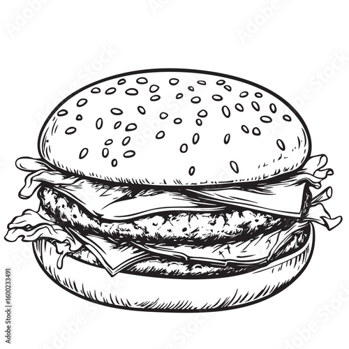 Delicious burger illustration for culinary design projects