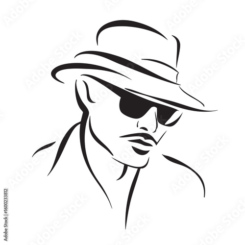 Stylish man wearing a hat and sunglasses in a vintage look