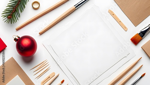 Christmas Craft Supplies Flat Lay - Festive DIY Background