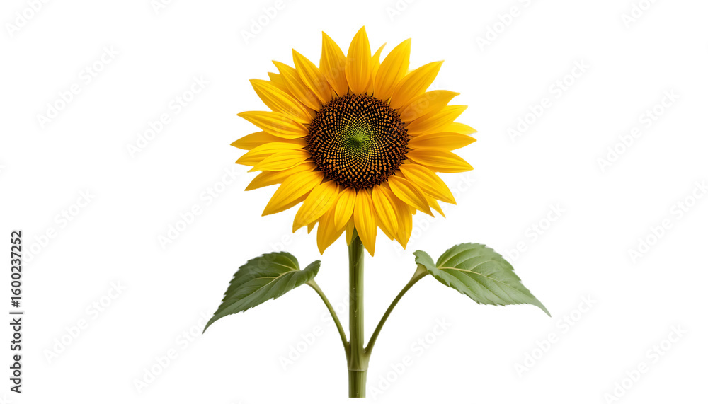 Obraz premium A vibrant yellow sunflower in full bloom, showcasing its intricate center and bright petals, isolated on a clean transparent background