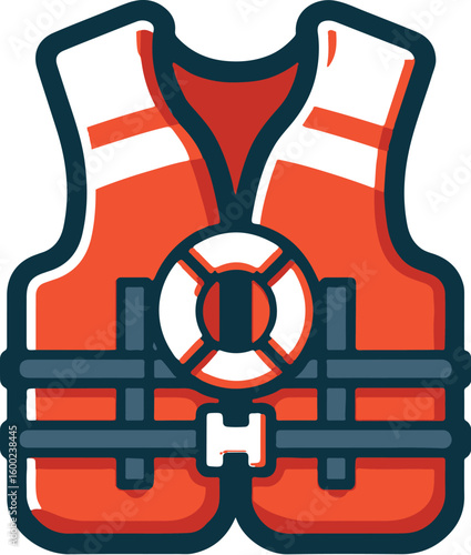 safety Life Jacket flat vector icon illustration