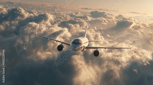 the plane is flying in the sky