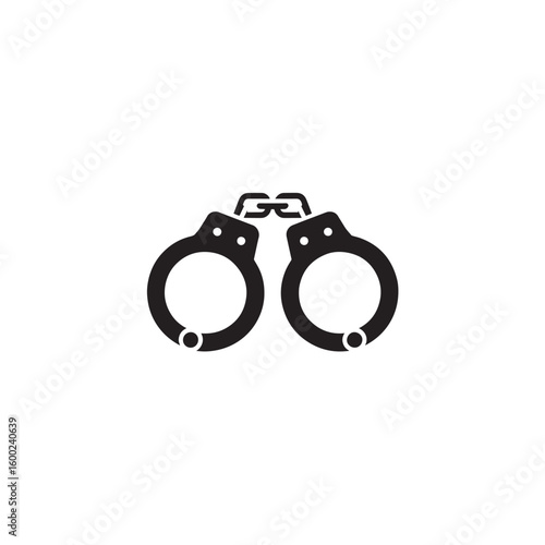 Black Handcuffs Silhouette with Chain - Justice, Arrest, or Crime Symbol Vector Illustration for Law Enforcement and Security Designs

