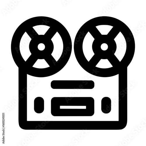 Simple Black Line Art Tape Recorder Audio Equipment Illustration