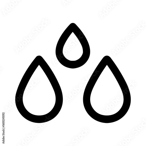 Simple Line Art Waterdrop Icon Design with Three Drops Illustration