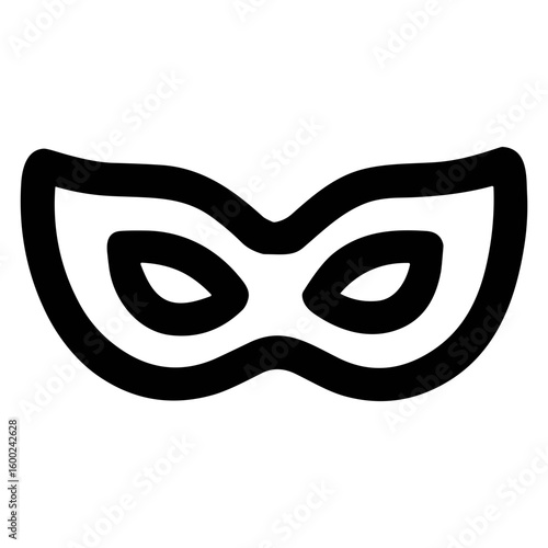Simple Black Outline Masquerade Mask Symbol Decoration Art Icon