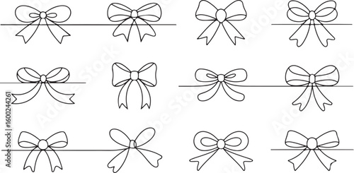 Bow Vector Set for Decoration and Embellishment with Ribbon and Knot