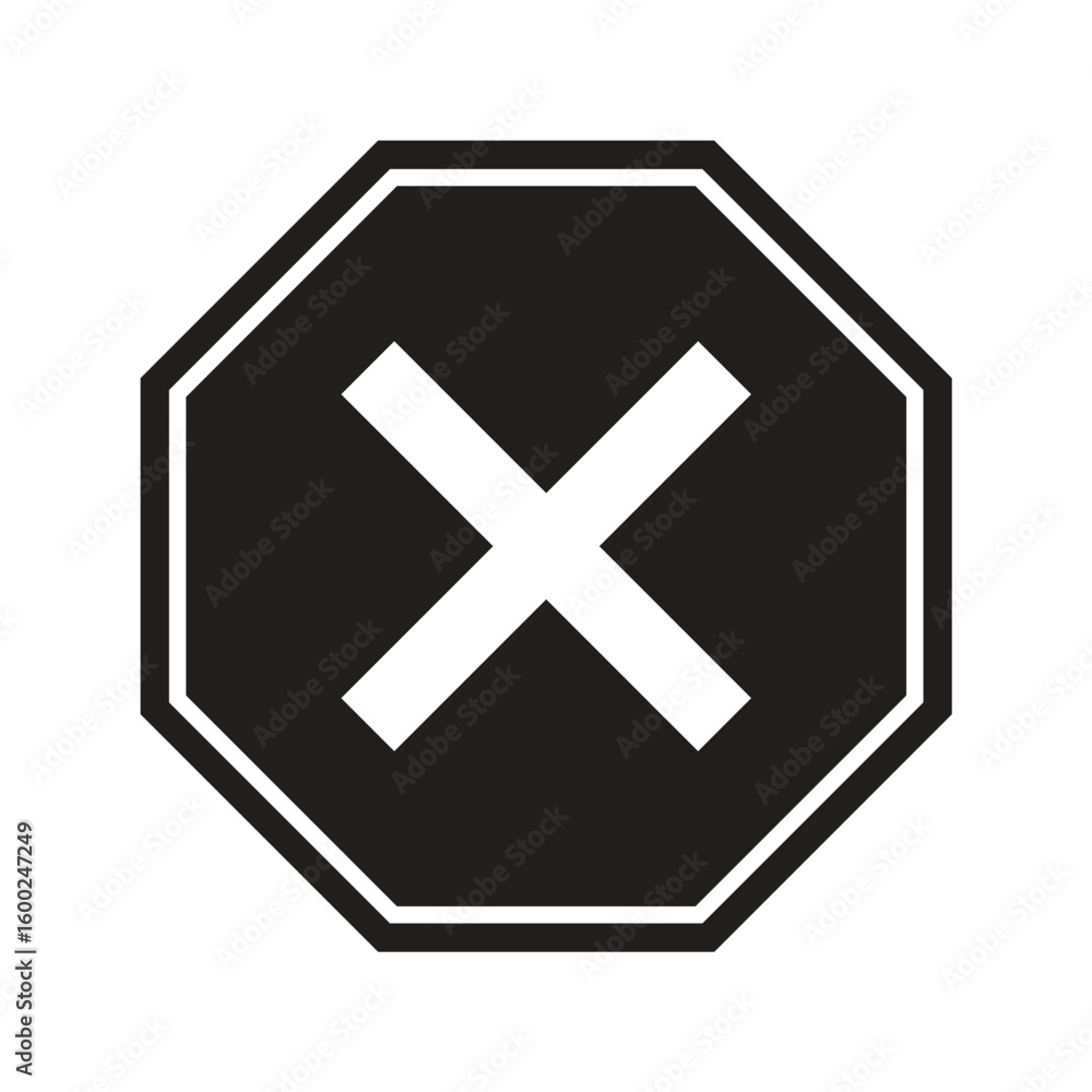 Obraz premium Cancel Icon – Crossed Road Sign for No Entry or Error Indication