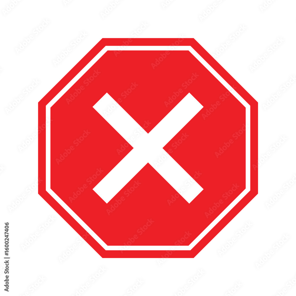 Obraz premium Cancel Icon – Crossed Road Sign for No Entry or Error Indication