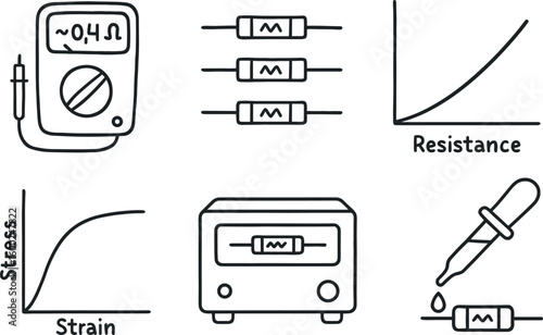 hand drawn cute out doodle style isolated resistance ohm meter resistance resistor network resistance graph resistance stress strain curve resistance material tester resistance dropper