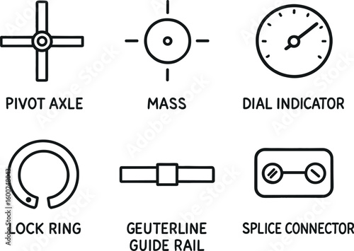 hand drawn cute out doodle style isolated center pivot ale center mass point center dial indicator center lock ring center guide rail center splice connector