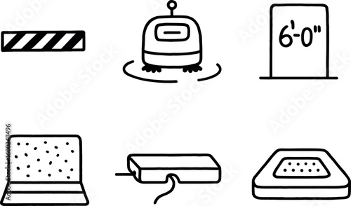 hand drawn cute out doodle style isolated warehouse floor safety warehouse floor cleaning robot path warehouse floor height marker warehouse floor skid coat warehouse floor cable duct cover
