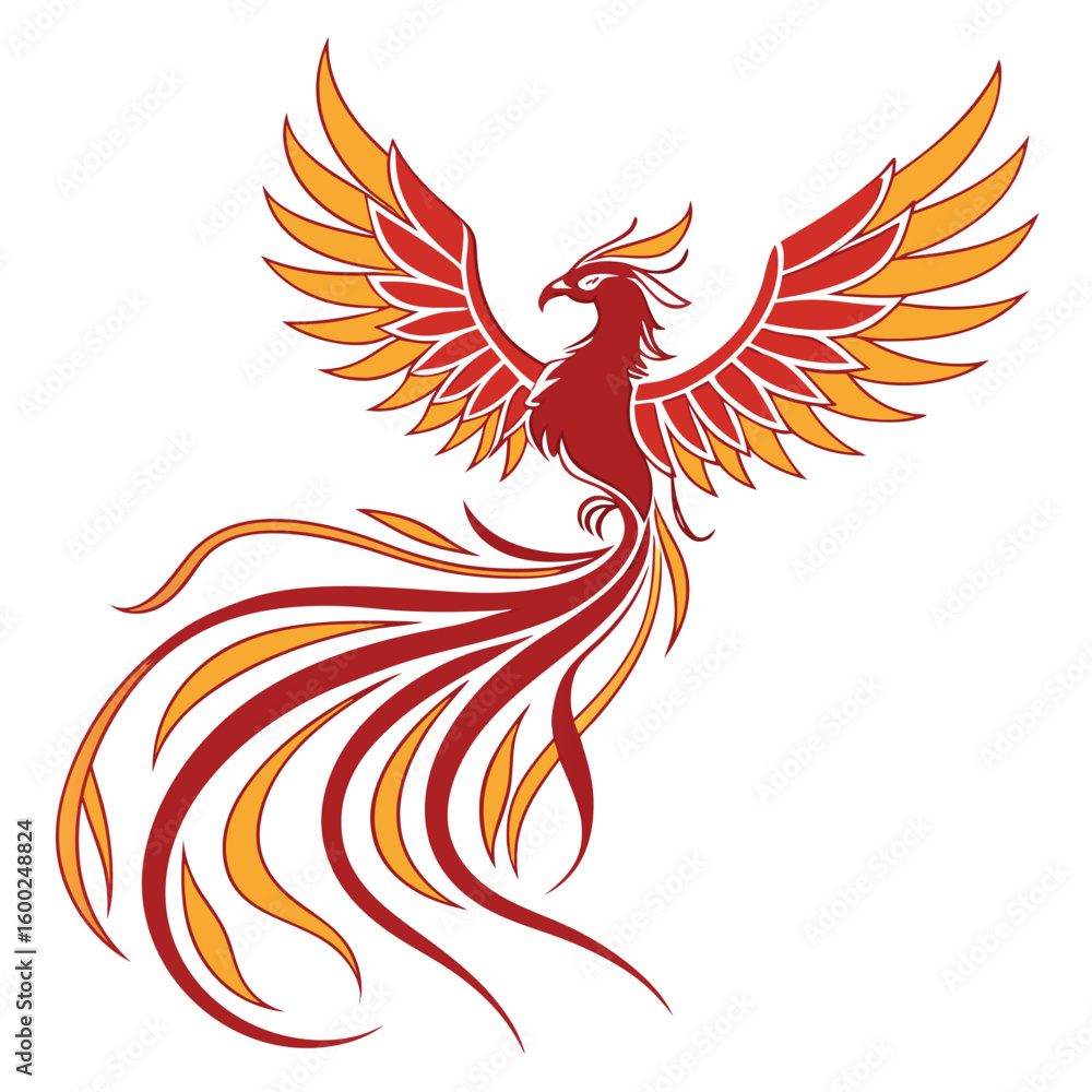 Fototapeta premium Rooster with fiery feathers in tribal vector art design
