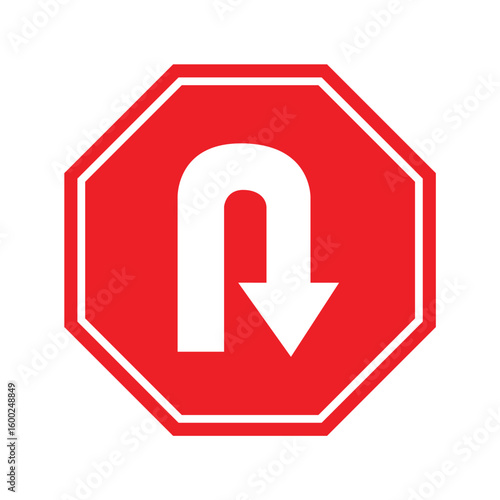 U-Turn Road Sign – Reversal Turn Symbol for Traffic Direction Change