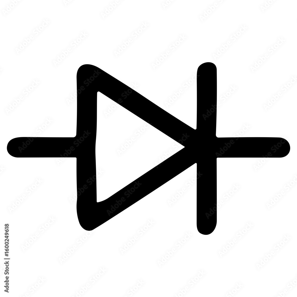 Obraz premium Handdrawn Black and White Diode Circuit Electrical Component Schematic Symbol
