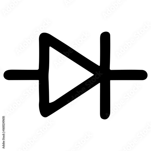 Handdrawn Black and White Diode Circuit Electrical Component Schematic Symbol