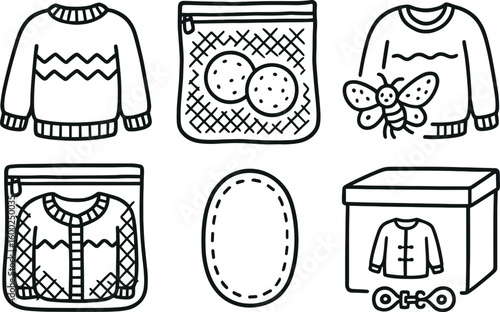 hand drawn cute out doodle style isolated wool sweater dryer ball wool sweater moth repellent wool sweater wash bag wool sweater repair patch wool sweater storage bo wool sweater cardigan