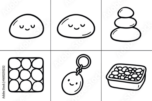 hand drawn cute out doodle style isolated pebble stress stone pebble paper pebble sculpture mold pebble bathroom tiles pebble keychain pebble sensory bin