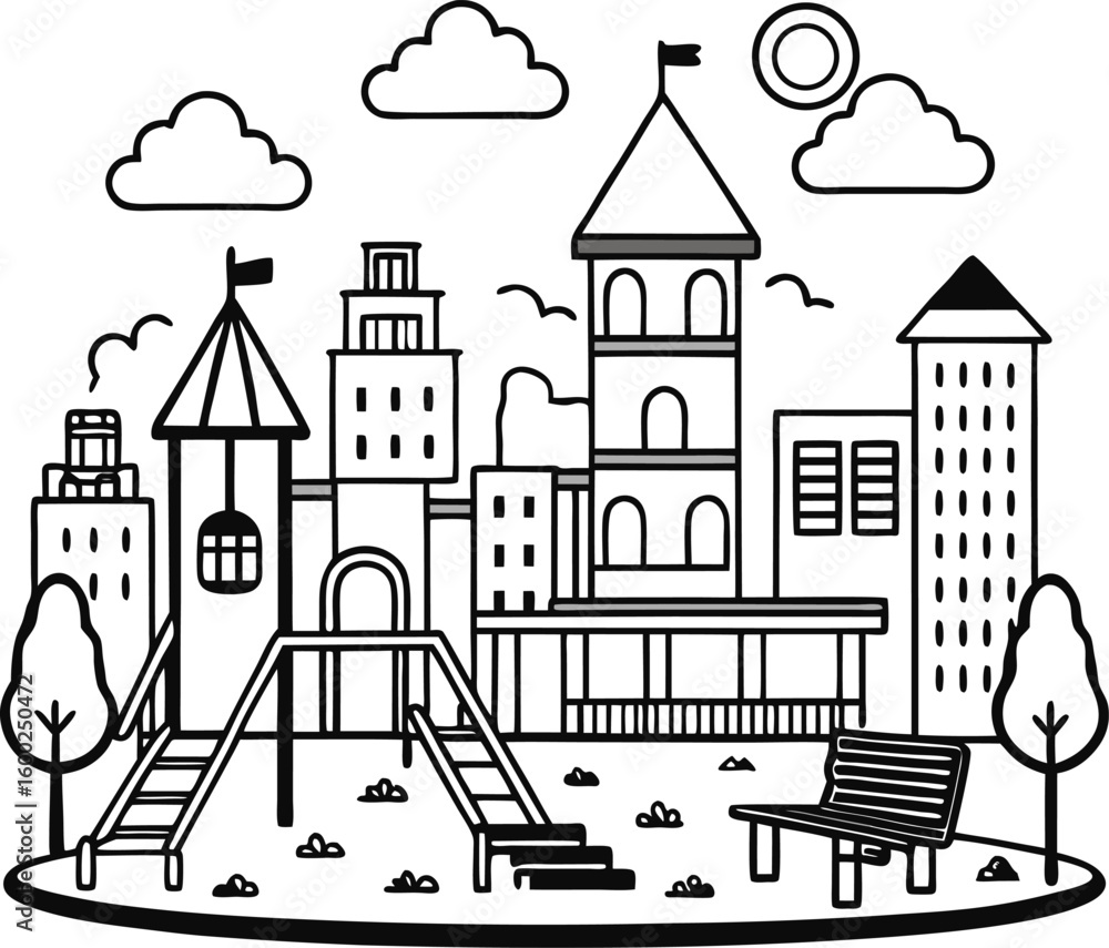 Fototapeta premium vector illustration of a city
