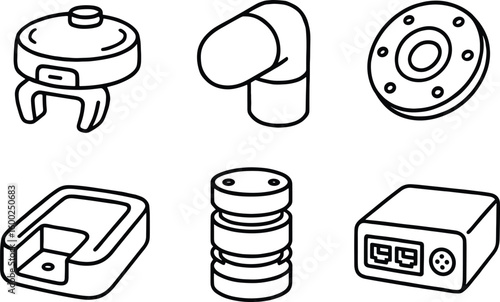 hand drawn cute out doodle style isolated collaborative robot vacuum gripper collaborative robot joint cover collaborative robot quick mount adapter collaborative robot docking station