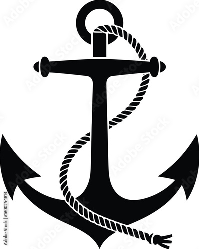 A logotype ship anchor silhouette design - Black anchor clipart design on white background