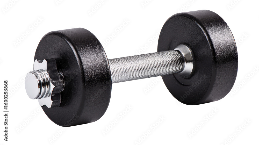 Fototapeta premium Compact home-use dumbbell with matte finish on bright isolated on a Transparent background, PNG file.