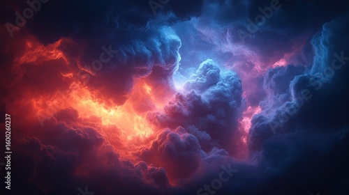 Wallpaper Mural Fiery, vibrant storm clouds Torontodigital.ca