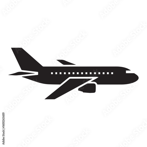 Flat black airplane silhouette icon