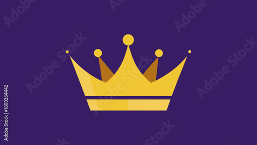 Gold crown illustration on purple background royalty symbol simple minimalist design