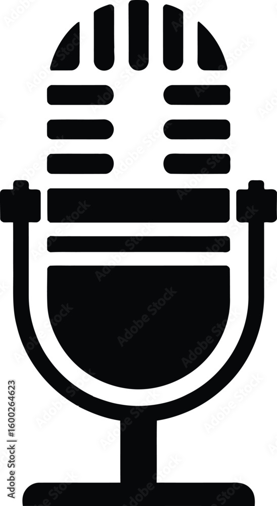 A minimal clean microphone silhouette design A minimal clean microphone silhouette design