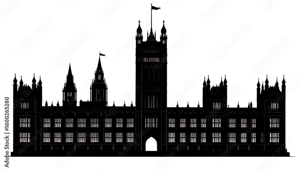 Fototapeta premium Silhouette of a grand European parliament building