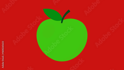 Vibrant green apple illustration on a red background perfect for various design applications