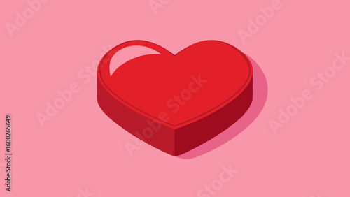 Vibrant red heart shape on pink background illustrating romance love and affection