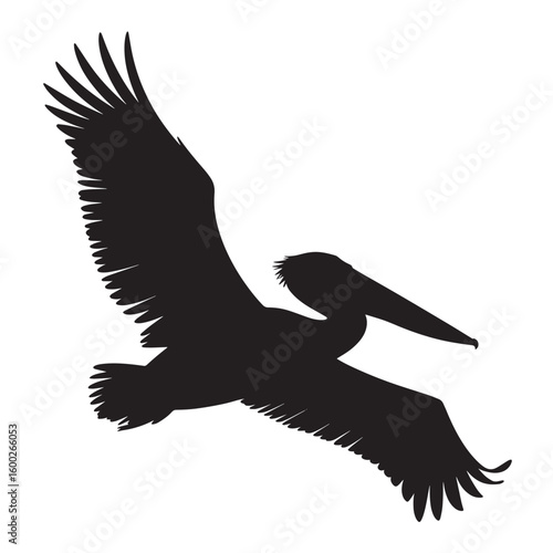 Majestic Black Dragon Silhouette with Spread Wings and Open Mouth - Mythical Creature Vector Illustration for Fantasy, Gaming, and Logo Designs

