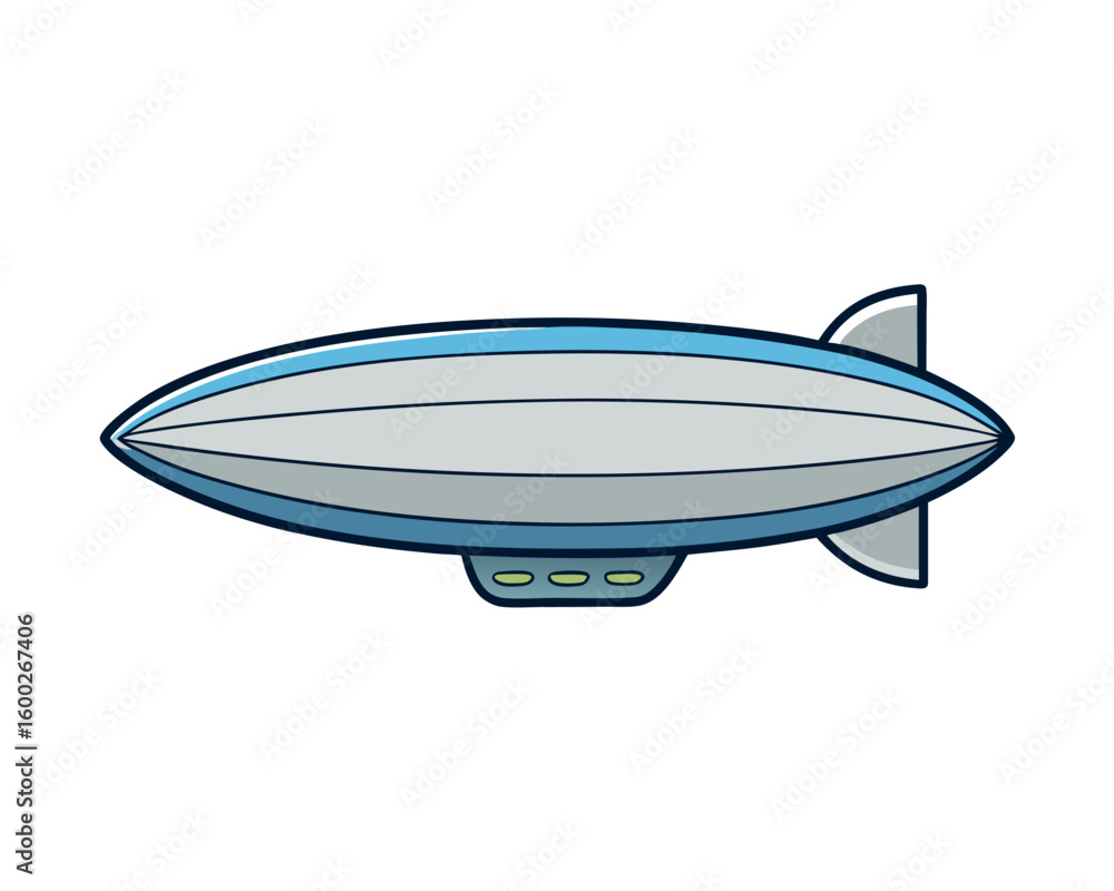 Fototapeta premium Steel Gray Floating Airship Icon Detailed Side View Design for Projects