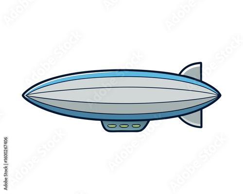 Steel Gray Floating Airship Icon Detailed Side View Design for Projects