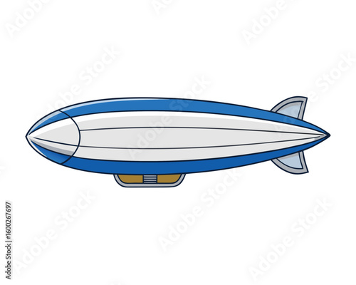 Silver Blimp Line Art Illustration Vintage Airship Design for Transportation and Travel