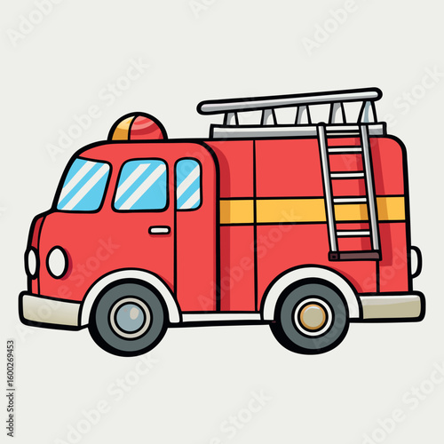 Fire Truck Icon with Ladder Fire Engine Symbol Emergency Vehicle Graphic