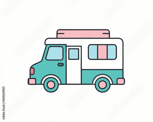 Wallpaper Mural Teal and Pink Mobile Food Van Icon Design for Food Truck Business Torontodigital.ca