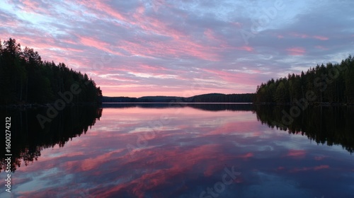 Wallpaper Mural Serene lake sunset reflection Torontodigital.ca