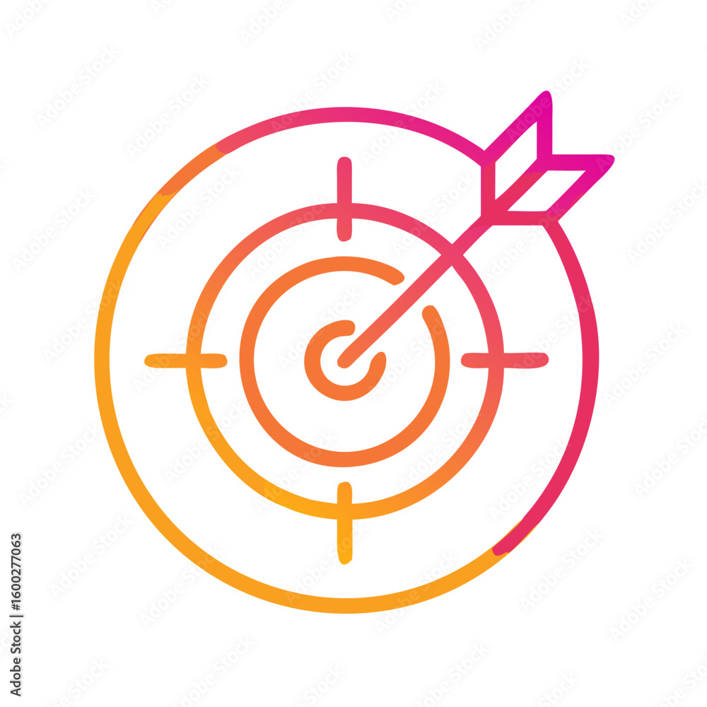 Target icon with arrow in gradient color style Target icon with arrow in gradient color style